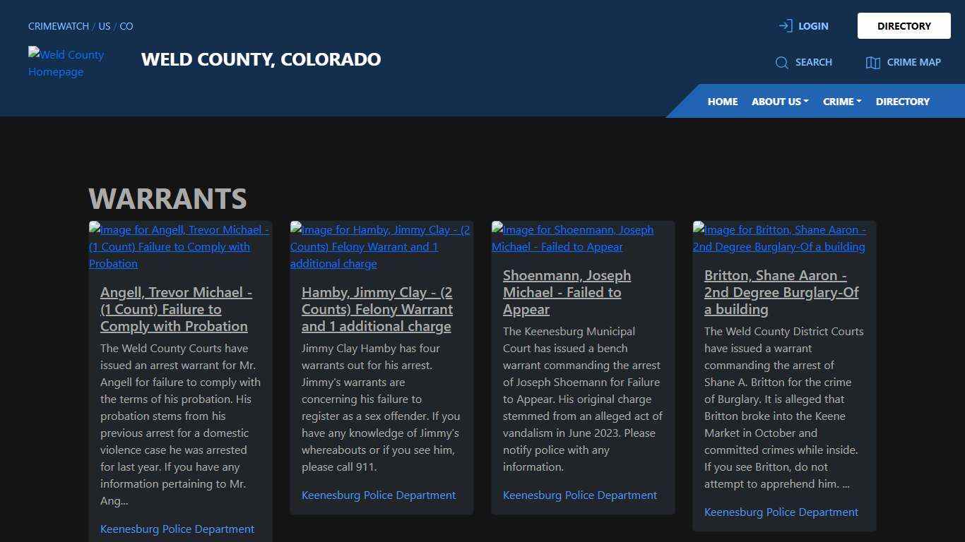 Warrants for Weld County, Colorado CRIMEWATCH